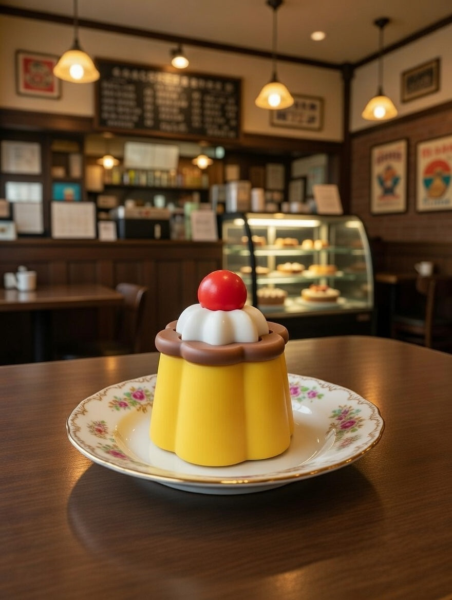 「昭和喫茶」 布丁造型按鍵解壓 clicker 匙扣掛飾